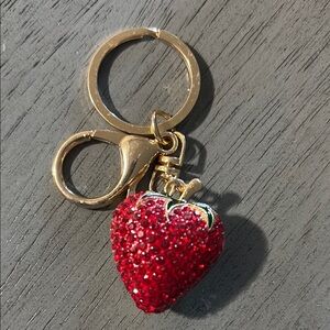 Strawberry Keychain with Gold Accents